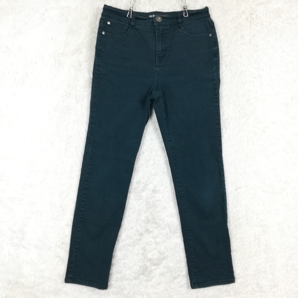 Style & Co Womens Jeans Tummy Control Slim Leg‎ Green Teal Denim Mid Petite 8P